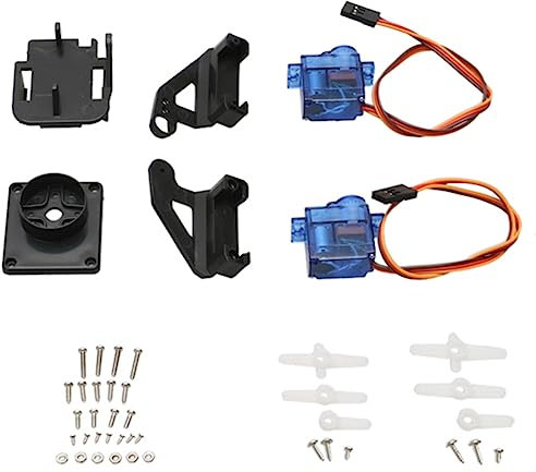 MULOUTSPO 1 Satz Doppelachsen-Servo-Gimbal-Antivibrationskamera-Plattformhalterung PTZ Schwenken/Neigen mit 2 Stück 9G-Servo-Ersatzteilen und 2 Stück 9G-Servo für die FPV-Drohnenmontage