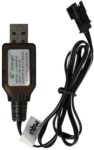 vhbw USB-Ladekabel für RC-Akkus mit SM-3P-Anschluss, RC-Modellbau Akkupacks - 60 cm 6,4 V