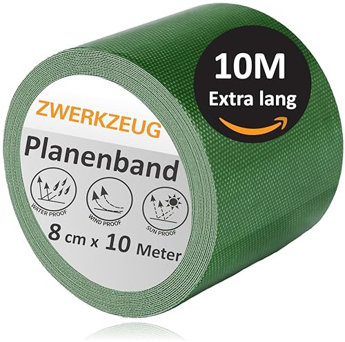 ZWERKZEUG Planenband - Reparaturkleberband – extra lang 8cm x10m - hohe Klebekraft – UV beständig – Wasserfest – in zwei Farben erhältlich - geeignet für Abdeckplane, Gewerbeplane, Zelt, Sonnenschirm