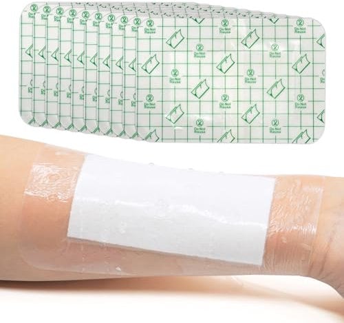 Waterproof Bandage Clear Adhesive Bandages Dressing Tape with Cotton Absorbent Pad for Swimming Shower Tattoo Aftercare Skin Protection 4 * 6inch (10PCS)