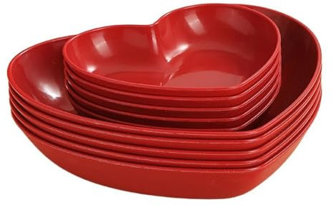 Assiettes rouges en forme de cœur, assiettes à fruits, assiettes festives de mariage rouge, assiettes à goûter, assiettes d'amour aux noix, assiettes à biscuits (5 pièces S et 5 disques L)