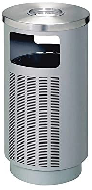 Suuim Bote de Basura, Cubos de Basura de Metal Contenedores de Basura industriales con Apertura Lateral con cenicero para Uso Interior, Exterior o Comercial Cubo de Basura (Color: Plata) (Plata