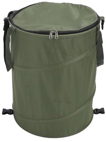 Up Camping Trash Can, Collapsible Garden Bag with Zippered Lid, Reusable Outdoor Up Yard Waste Leaf Bag, Large Capacity Portable Garden Garbage Container (OD Green)
