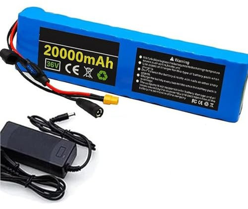 Batería para bicicleta eléctrica 36V 10S3P 20Ah 500W Batería de iones de litio de alta capacidad con cargador, para batería de iones de litio de bicicleta eléctrica 20000XT60+DC