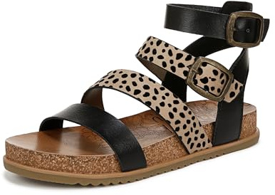 Blowfish Malibu Damen Fancy Sandalen, Schwarz/Leoparden-Kunstleder, 39 EU