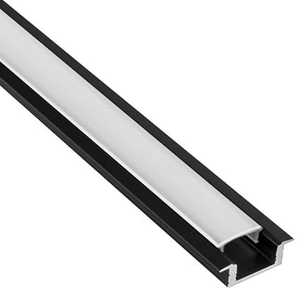 LED Aluprofil A25 schwarz Einbauprofil + Abdeckung milky Alu Schiene Leiste für LED-Streifen-Strip 2m