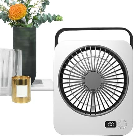 Genérico Ventilador De Escritorio | Ventilador Personal Para Mesa | Dispositivo de Enfriamiento con 5 Velocidades Batería 1200mAh para Interior Exterior Viajes Camping Excursiones Dormitorio Uso