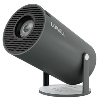 LQWELL® Beamer, Mini Projektor, unterstützt WiFi 5G, BT5.0 mit 11.0 Android OS, Automatische Trapezkorrektur, 220-Grad-Winkel, 130-Zoll-Display für Phone/PC/Lap/Xbox/Stick, 4K Heimkino, hdmi, Grau