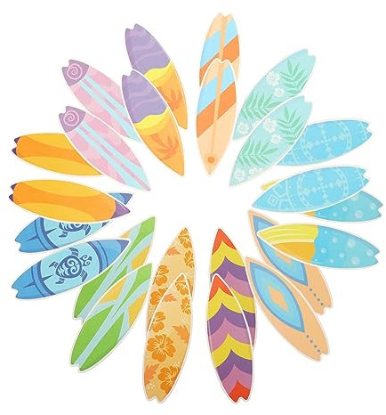 KONTONTY 60 Stück Teiliges Hawaii Surfboard Aufkleber Deko Partydekoration Selbstklebende Surfbrett Sticker für Strand und Luau Feiern für DIY Projekte und Kindergeburtstage