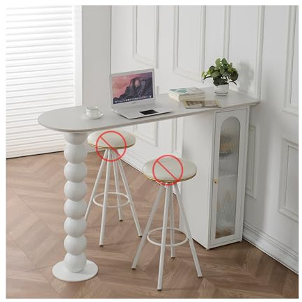 SRDCAIM Moderner Bartisch Stehtisch Outdoor mit Aufbewahrungsschrank und gesinterter Steinplatte, Schmale, halbrunde hohe Theke für Küche, Konsole, Wohnung oder Café(180cm/70.8in)
