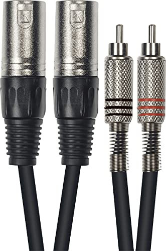 Câble de 3 mètres de longueur. 2 XLR mâle à 2 RCA mâle