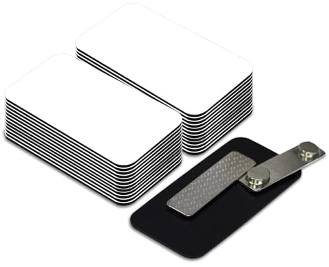All Quality Namensschild-Rohlinge, 25 Stück, weiß, 3,8 x 7,6 cm, runde Ecken, magnetische Rückseite