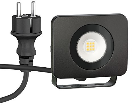 ledscom.de LED Gartenstrahler WEGA für außen, IP44, Stecker, schwarz, 10,2 W, 991lm, weiß