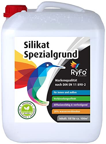 RyFo Colors Silikat Spezialgrund 10l (Größe wählbar) - Grundierung in Profiqualität, Silikat-Tiefengrund für innen und außen, Fixativ, gebrauchsfertig, diffusionsfähig, verdünnbar