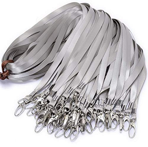Antspirit Schlüsselbänder für Ausweise/Namensschilder, Nylon, flaches Umhängeband, drehbarer Clip, langlebig, gewebt, Herren, Damen, Büro, 50 Stück 50 grau