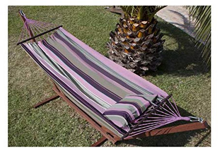 Exporsal Hängematte Aubergine lila Länge 295 cm aus Baumwolle mit Spreizstab Ohne Gestell