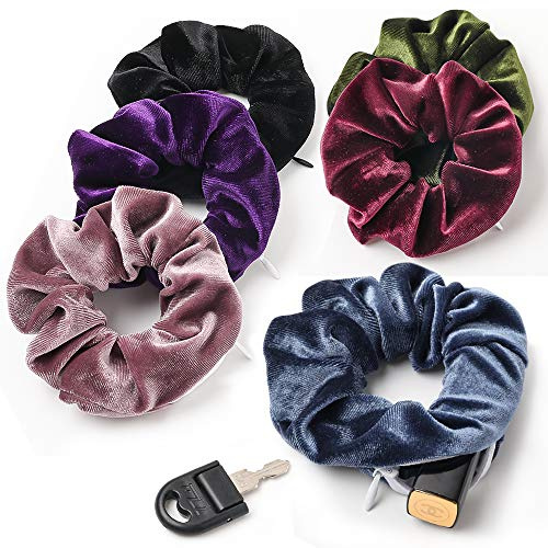 Samt-Haargummis mit Tasche, Reißverschluss, für Damen, großes Vsco Girl, Zopfgummi, verstecktes Haargummi, Pferdeschwanz-Halter, elastische Bänder, Geschenk für Freunde