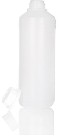 BenBow Flacon en plastique HDPE 25x 1000 ml avec bouchon à vis et échelle pour une conservation sûre des liquides et des produits chimiques - idéal pour la maison, le laboratoire et l'industrie
