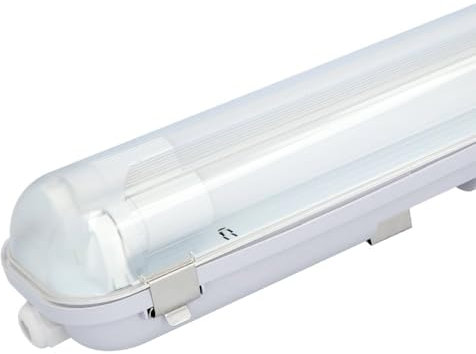 HOFTRONIC - LED-Feuchtraumleuchte 150 cm 6000K 48W 5280lm 110lm/W Inkl. flimmerfreie LED Röhren verlinkbar Werkstattlampe IP65 Wasserfest Wannenleuchte kellerleuchte - Doppel