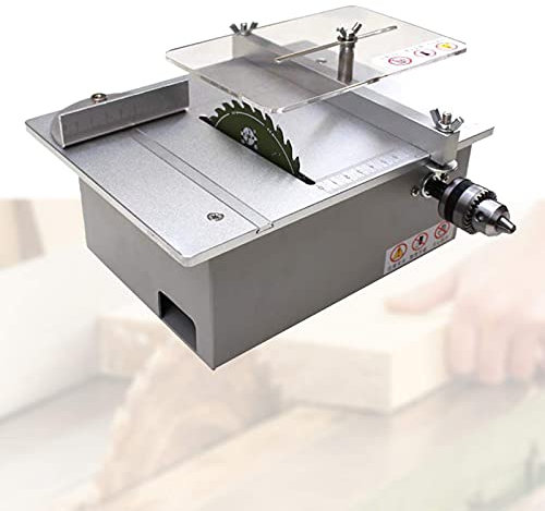 FZYE Mini Desktop Circular Saw,DIY Model Table Saw,Dual Motors,Cutting Depth 0-30Mm,Stepless Speed Regulation,Can Polished, Carved, Drilled for DIY Model Making,Silver,B