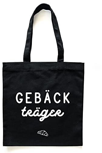 Donari® Baumwolltasche Schwarz mit Spruch - Jutebeutel Einkaufen - Stoffbeutel für Lebensmittel aus 100% Baumwolle - Stofftasche nachhaltig Bedruckt für den Einkauf (Gebäckträger)
