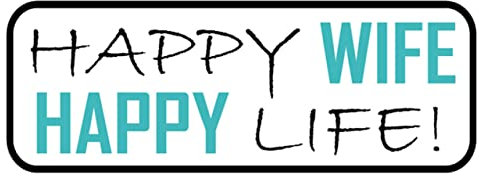 Metall Schild 27x10cm happy wife happy life Sprüche Blechschild