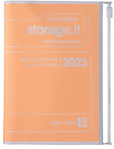 MARK'S 2022/2023 Taschenkalender A6 vertikal, Storage it, Orange: Von September 2022 bis Dezember 2023