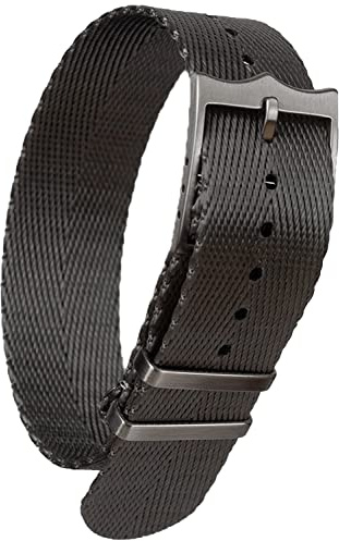 Uhrenarmband mit Fischgrätenmuster – NATO/ZULU Stil mit verstellbarer Kronenschnalle – 20 mm 22 mm, 20 mm, Nylon
