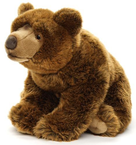 Uni-Toys - Grand Ours Brun Assis – 43 cm (Longueur) – Ours en Peluche – Doudou