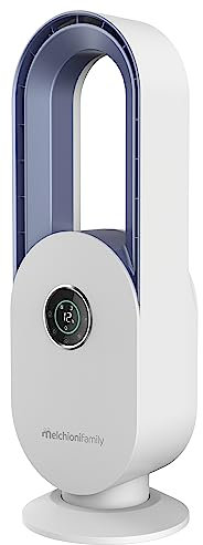 Melchioni Family | Ventilatore a Torretta senza Pale con 3 Velocità e 3 Modalità, Ventilatore Silenzioso con Display LCD Touchscreen, Timer 15 Ore, Colore Bianco