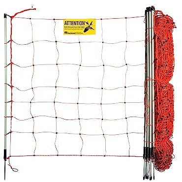 horizont strongLine Mobiler Hundezaun Camping 50m 90cm , elektrifizierbar, 14 Fiberglaspfähle, orange-Flexiber Begrenzungszaun für Hunde, Mobiler Zaun für Garten, Camping