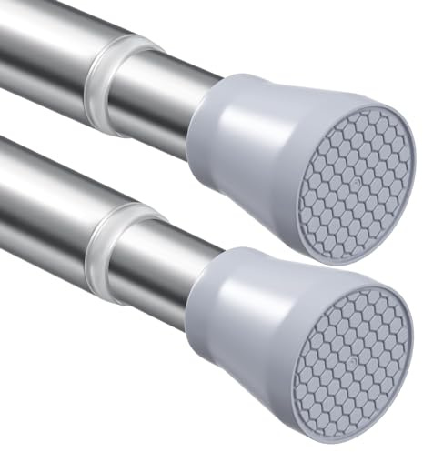 Asta per Tenda da Doccia 70-130cm Estensibile, 2 Aste per Tenda Argento, Aste di Tensione in Acciaio Inox per Tende, Aste per Tenda da Doccia per Finestre, Bagno