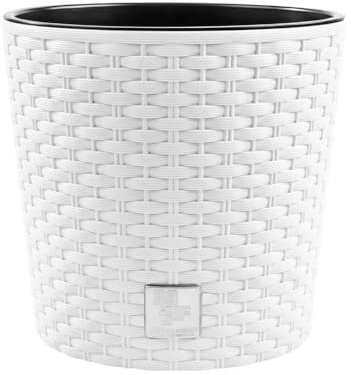 Blumentopf, in Rattan-Optik,Rund Blumentopf, pflanzkübel, Ink. Einsatz, Vielseitiger, übertöpfe, Blumenübertopf, übertopf, Verfügbar in 4 Größen und 4 Farben - Stilvolles Design (Weiß, ø 20 cm)
