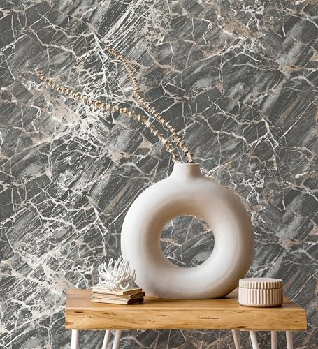 GAULAN - 500682385 Papier Peint Effet marbre Gris foncé avec veines Couleur cuivre métallisé pour Mur Salon Chambre Couloir Stanza Salle à Mange tête de - Échantillon DIN A4
