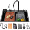 70x50cm Fregadero De Cocina En Cascada Negro, Fregadero Nano De Acero Inoxidable, Fregadero Para El Hogar, Lavabo Para Verduras, Fregadero Individual, Estación De Trabajo
