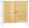 EUGAD Waschbeckenunterschrank, Badezimmerschrank, Unterschrank Badezimmer, mit Doppeltür, aus Bambus MDF, 60x60x30 cm, Weiß + Bambusfarbe
