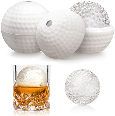 2 PCS Golf Ice Ball Mould, Silicone Ice Ball Maker Mold, Ice Cube Tray for Making 2.5in Large Sphere Round Golf Ice Ball, BPA Free Ice Cube Moulds for Chilling Whiskey Cocktails Drinks, Golf Gifts