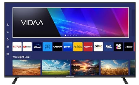 SCHNEIDER - GMS50A2, Téléviseur LED TV 4K UHD 50(127cm), Smart Vidaa, 3840 x 2160 pix 4K UHD, HMDI 2.0x3, Port USBx2, Dolby audio, Netflix, Canal+, Youtube, Disney+, Primevideo