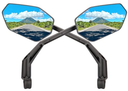 PINNAMAX Fahrradspiegel für Lenkerbefestigung – E-Bike-Spiegel, 360° verstellbar, vibrationsarm – Rückspiegel für Fahrräder, kompatibel mit Mountainbikes, E-Bikes und Scootern (L+R)