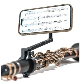 3DTONE Atril de clarinete para móvil - Soporte ebook clarinete - Ideal para partituras digitales - Atril de Marcha para clarinete