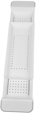 Tyenaza Bandeja para Bañera, Estante de Baño Ajustable Plástico, Estante Extensible Antideslizante, con Diseño de Drenaje, para Baño SPA Ducha Remojo, para Copas de Vino, Libros, Tabletas(Blanca)