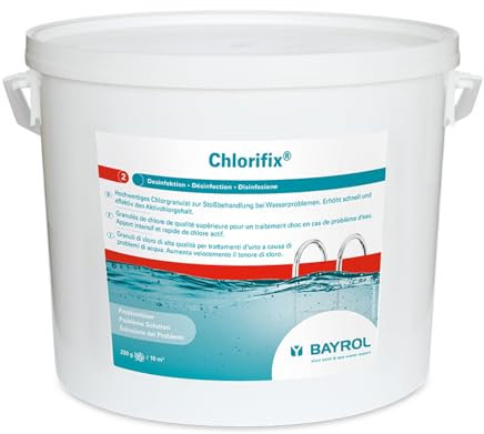 BAYROL Chlorifix 10 kg - Chlorgranulat Pool zur Schockchlorung bei Wasserproblemen, trübes Wasser, Algen im Pool - schnelllöslich - Chlor Granulat Pool - Algenvernichter