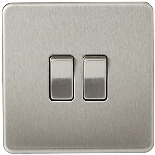 Knightsbridge SF3000BC Screwless 10 A 2-Gang 2 Way Switch, Brushed Chrome