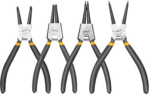 Ingco 1829007 Set da 4 Pinze di Precisione Acciaio al Carbonio, Metallo