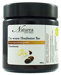 Naturra weisse Bio Sheabutter 100g Glas desodoriert aus biologischem Anbau kba