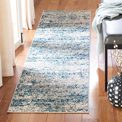 Safavieh Manjor Tapis de Couloir en polypropylène tissé Gris/Bleu 62 x 240 cm