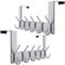 WEBI Over The Door Hook Over Door Hanger Coat Rack Over The Door Towel Rack with 6 Coat Hooks for Hanging,Towel Hanger for Clothes,Back of Bathroom,Silver,2 Packs