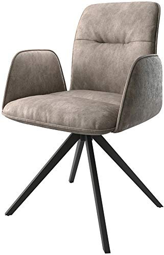 DELIFE Polsterstuhl Vinja-Flex Kreuzgestell kantig Schwarz Mikrofaser Taupe Vintage