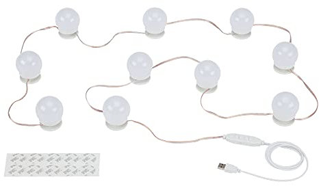 Briloner Leuchten - LED Spiegelleuchte, Spiegellampe dimmbar, 10-flammig, Farbtemperatursteuerung, inkl. USB Kabel, inkl. Klebepads, max. 6 Watt, 600 Lumen, Weiß, 4.000mm (L)