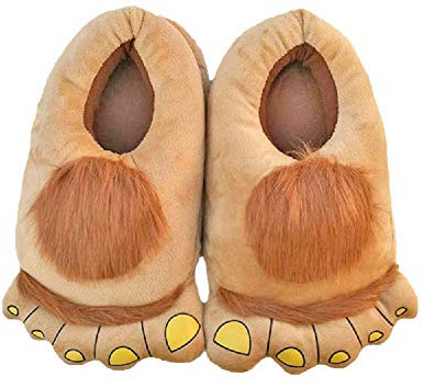 Yuchen Pantoufles en peluche unisexe Hobbit Foot Pantoufles en coton chaud pour adultes confortables d'hiver (36-42 EU, Kaki, 36)